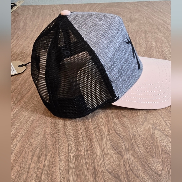 Prana Womens Journeyman Trucker Rosett Early Bird Hat Graphic New OS Black Pink - Picture 6 of 12